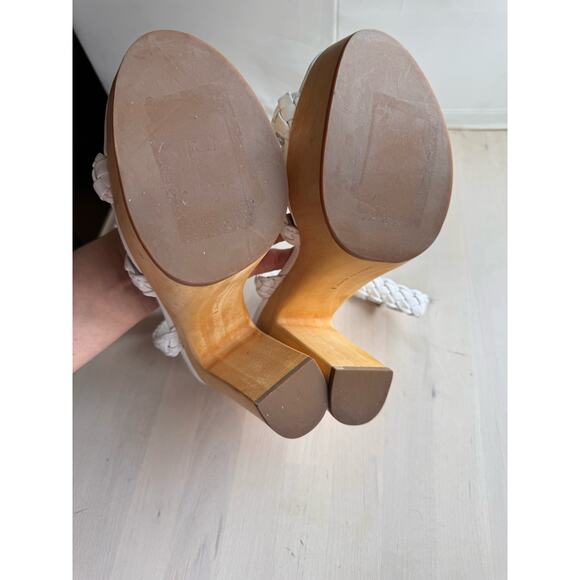 Veronica Beard white Gael  Braided Ankle-Strap Platform Sandals size 9 - Picture 9 of 10